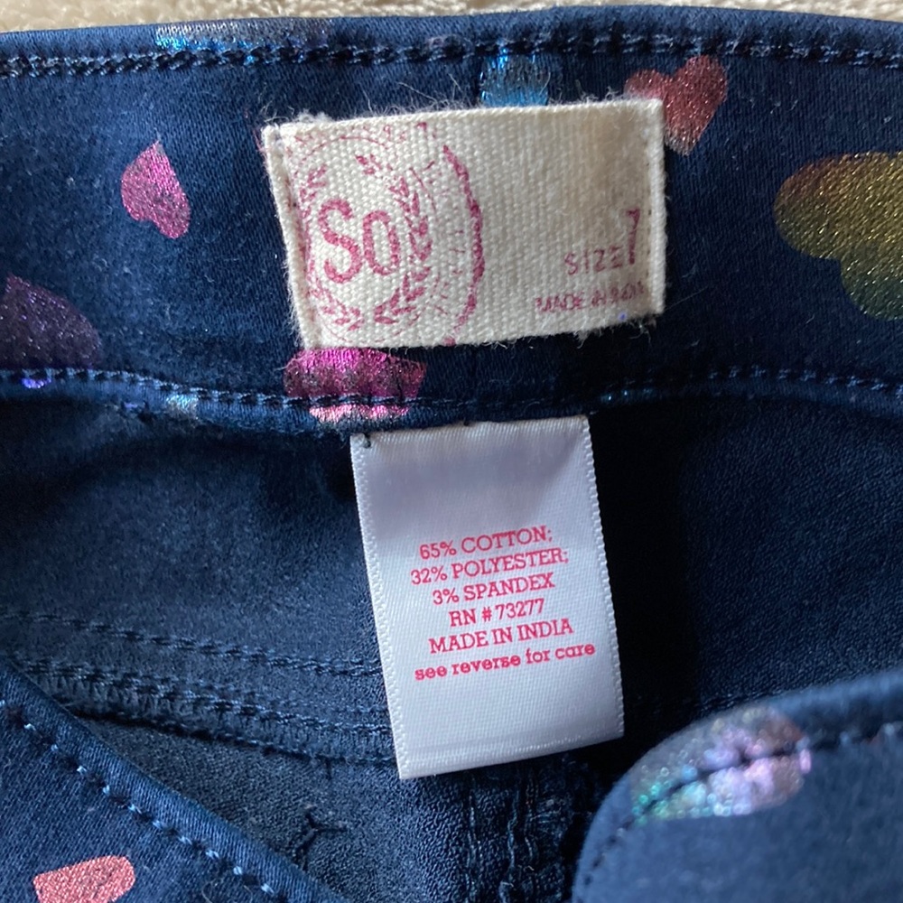 SO heart skinny jean size 7 girl